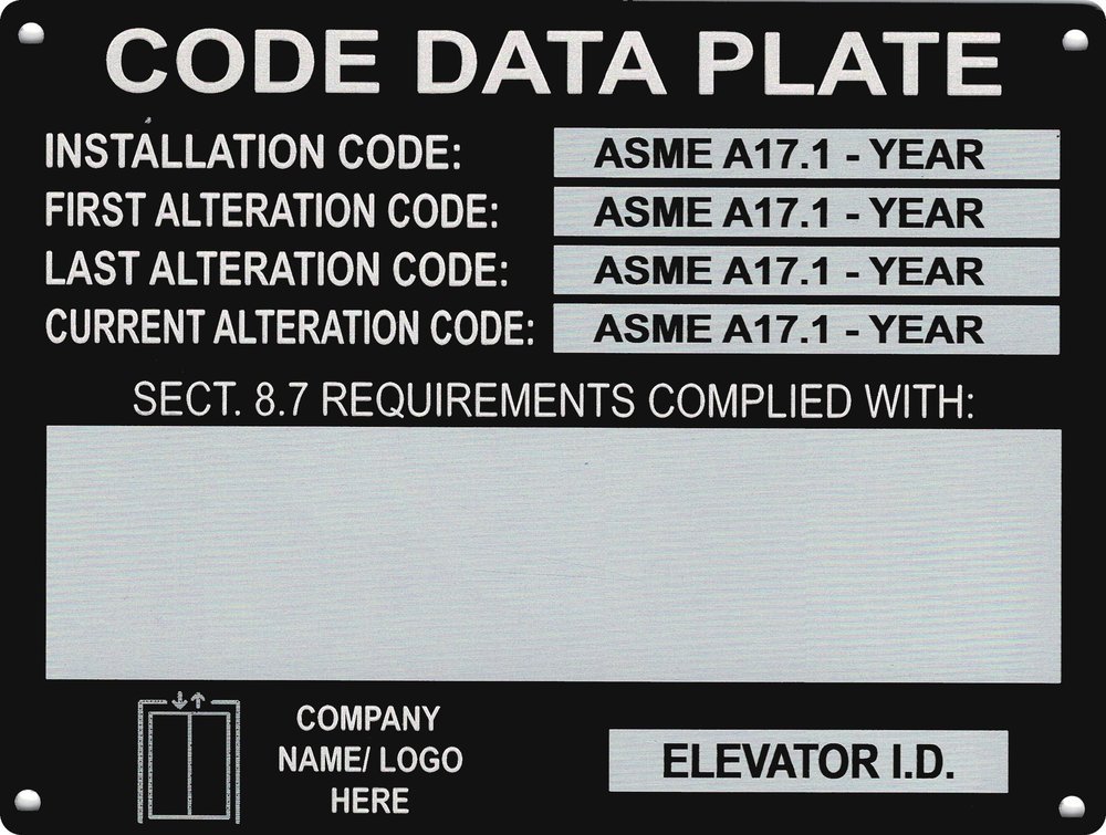 What Goes on an Elevator Code Data Plate?